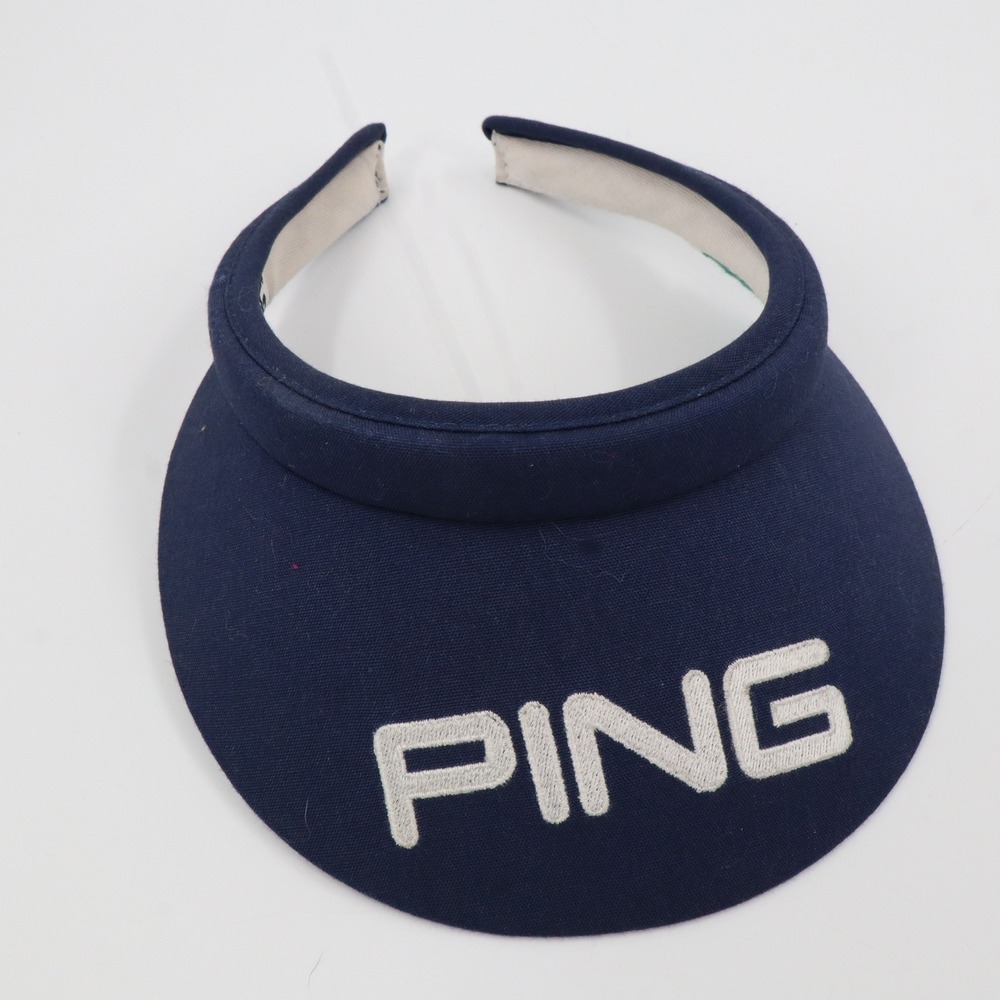 PING Golf Visor One Size Navy Blue Vintage Embroidered Clip On Made‎ in USA